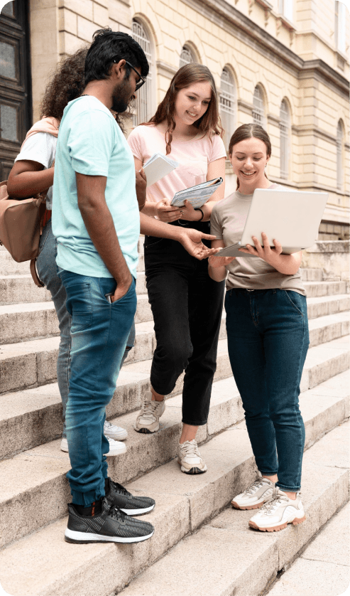 Students discussing university admissions